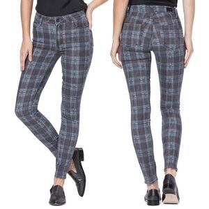 Paige Hoxton Ankle High Rise Skinny Jeans in Atlantic Tartan Plaid Size 32